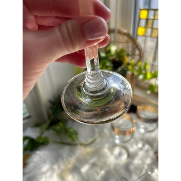 Gold Detail Wine Glasses Gold Rim With Unique Octagonal Stem Gold Paint Loss - - Picture 6 of 7